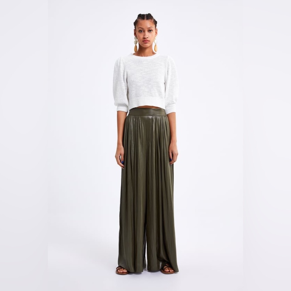 Zara CROPPED KNIT TOP White Size Medium
